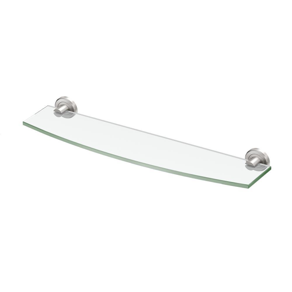 Latitude II 20 in. W Minimalist Glass Shelf in Satin Nickel - Super Arbor