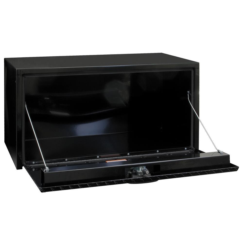 18 in. x 18 in. x 36 in. Gloss Black Steel Underbody Truck Tool Box with Aluminum Door - Super Arbor