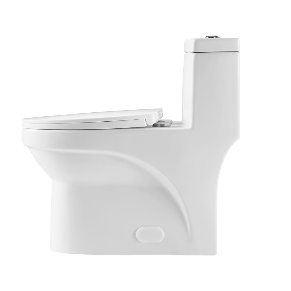 12 in. Rough-In 1-piece 1.1/ 1.6 GPF Dual Flush Elongated Siphonic Jet Toilet in White, Seat Included - Super Arbor