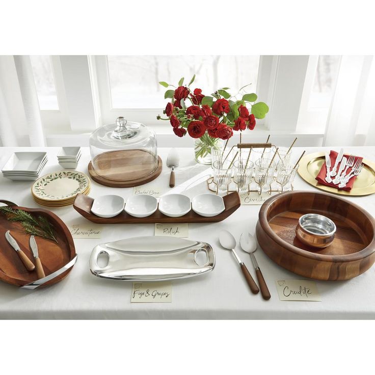 8-Piece Glass and Metal Entertaining Set with Caddy and Individual Serving Spoons