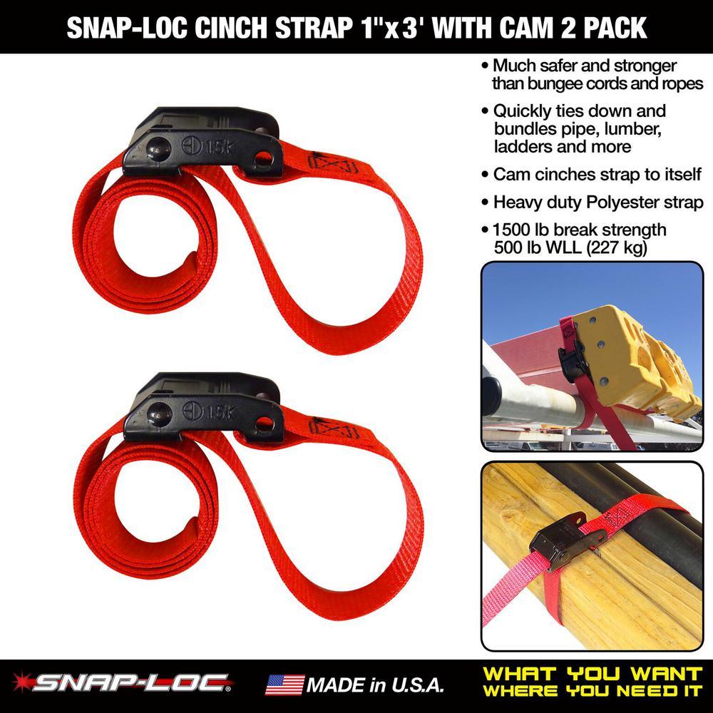 3 ft. x 1 in. Cam with Cinch Strap in Red (2-Pack) - Super Arbor