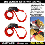3 ft. x 1 in. Cam with Cinch Strap in Red (2-Pack) - Super Arbor