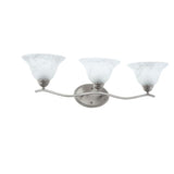 Andenne 3-Light Brushed Nickel Vanity Light with Bell Shaped Marbleized Glass Shades