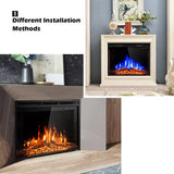 9 in. W x 27 in. H 750-Watt to 1500-Watt Electric Fireplace Insert Freestanding Wall Mounted Stove Heater Touch in Black - Super Arbor
