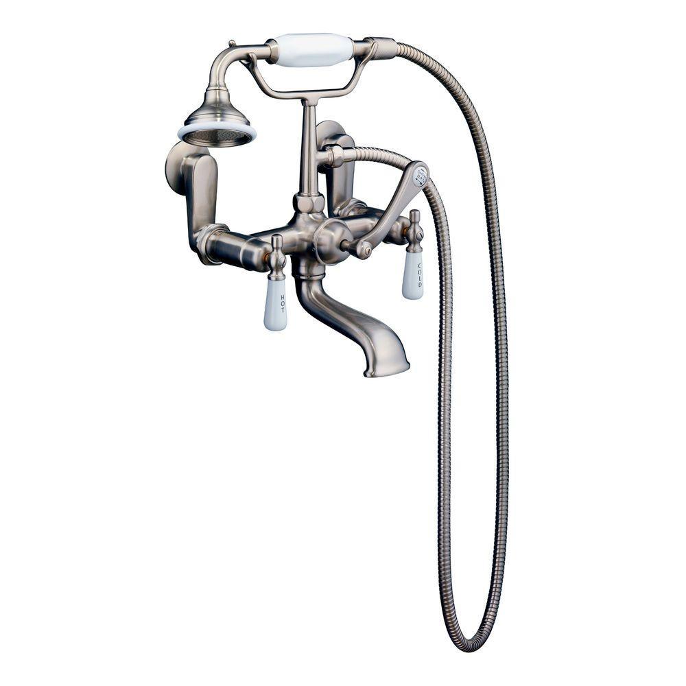 5.6 ft. Cast Iron Double Roll Top Tub in White with Brushed Nickel Accessories - Super Arbor