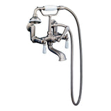 5.6 ft. Cast Iron Double Roll Top Tub in White with Brushed Nickel Accessories - Super Arbor