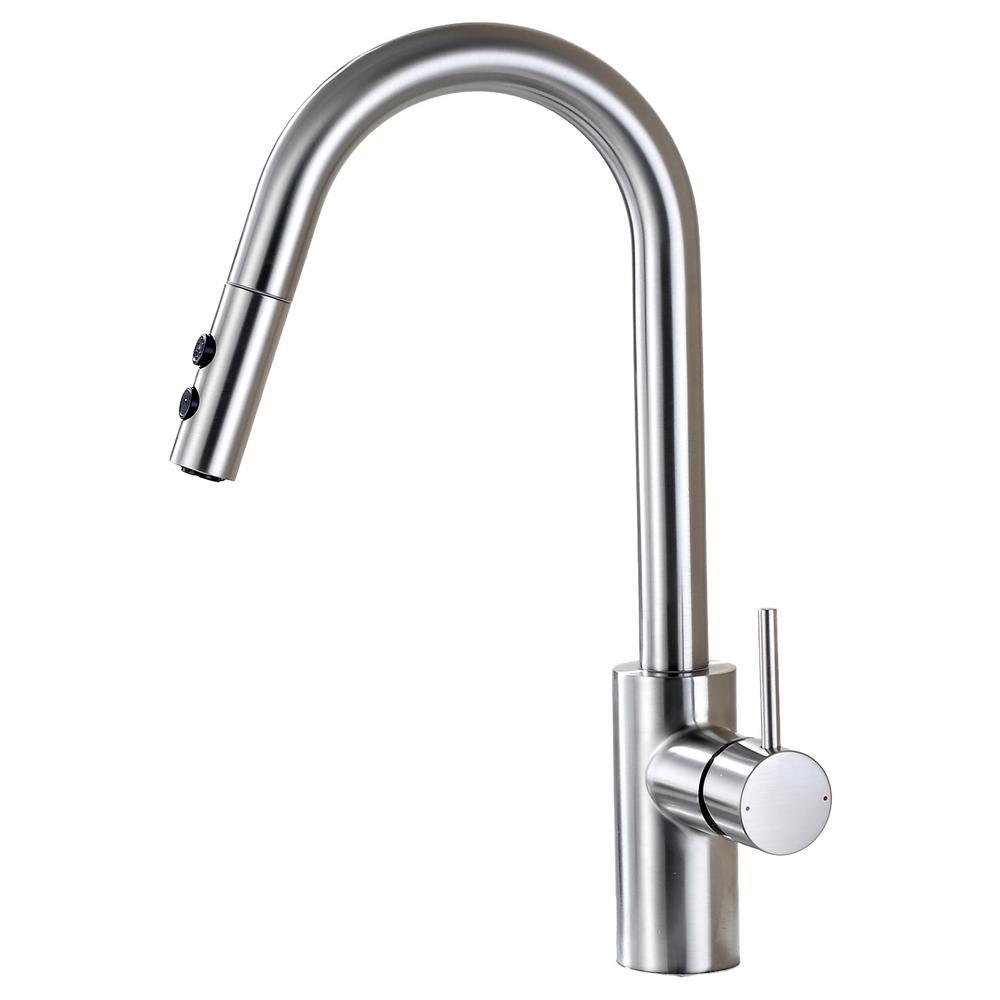 Single-Handle Pull-Down Sprayer Kitchen Faucet with 2-Function Sprayhead in Matte Black - Super Arbor