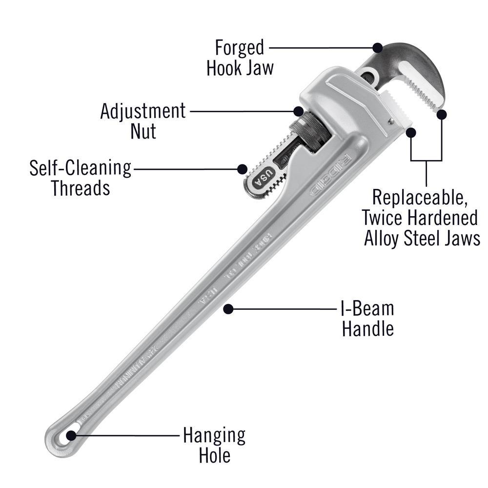 24 in. Model 824 Aluminum Straight Pipe Wrench - Super Arbor