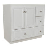 Ultraline 36 in. W x 21 in. D x 34.5 in. H Vanity with Right Drawers Cabinet Only in Natural Alder - Super Arbor
