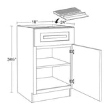 Grayson 18 in. W x 24 in. D x 34.5 in. H Assembled Plywood Base Kitchen Cabinet in Pearl Gray with Knife Block RH