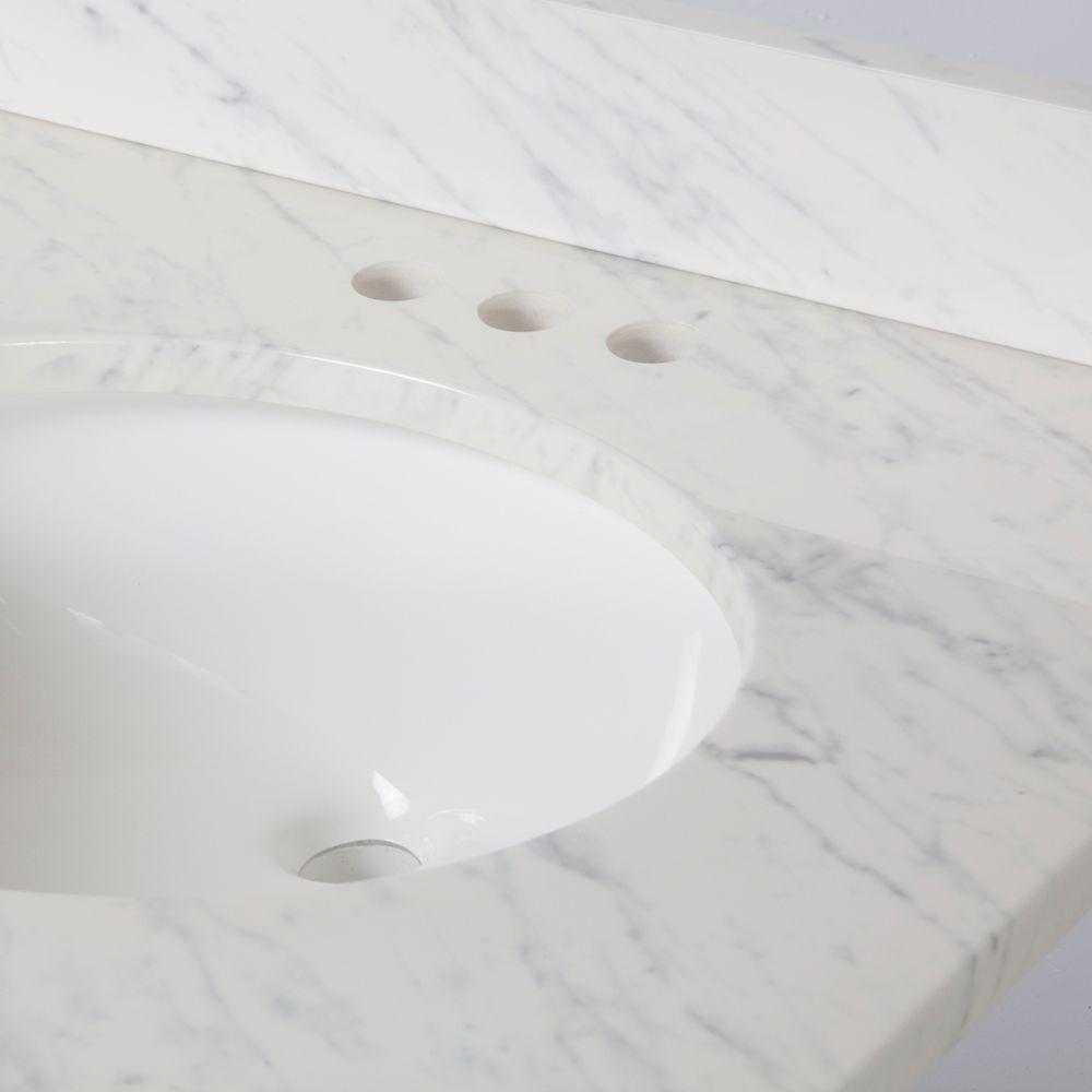 31 in. x 22 in. Stone Effects Vanity Top in Cascade with White Sink - Super Arbor