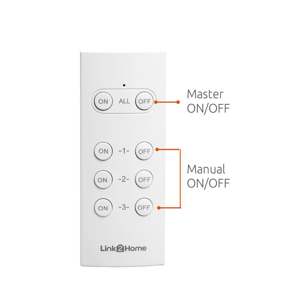 Wireless Indoor Remote Control Outlet Switch with 3 RCVs and 1 Remote - Super Arbor