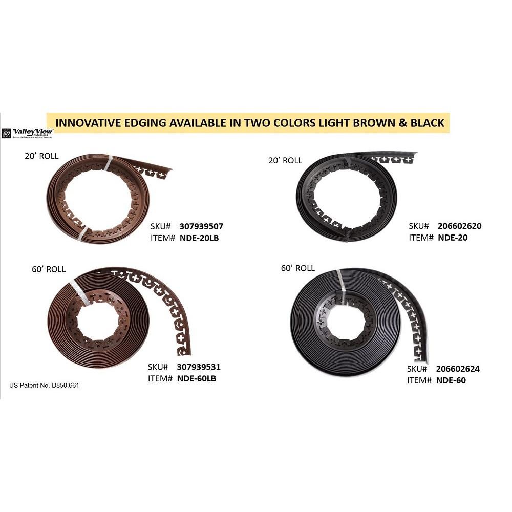 Valley View Industries 60 ft. L x 2 in. W x 1.5 in. H Light Brown Resin Innovative Edge No Dig Edging with 9 in. Poly Nails (48-Quantity) - Super Arbor