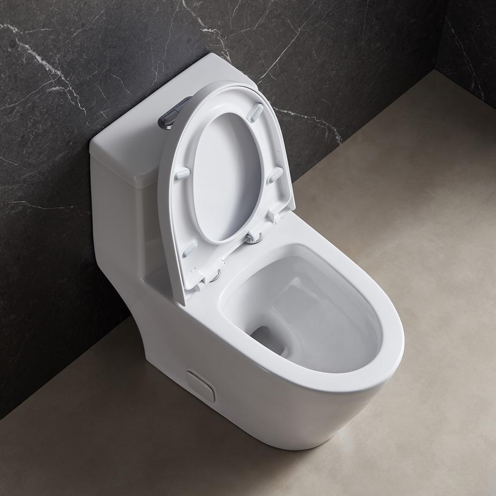 1-Piece Dual Flush 1.2 GPF/0.8 GPF Elongated High Efficiency Skirted Toilet All-in-One Toilet in White Seat Included - Super Arbor