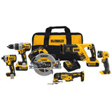 20-Volt MAX XR Lithium-Ion Brushless Cordless Combo Kit (6-Tool) w/ Hammer Drill, (2) Batteries 5.0Ah, Charger and Bag - Super Arbor