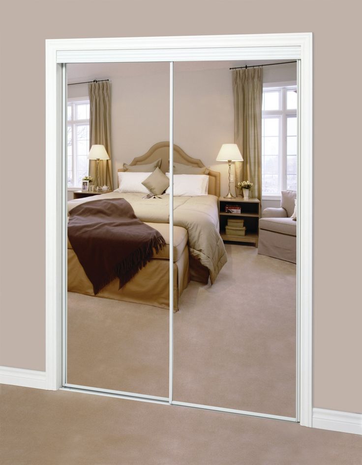 RELIABILT BY0120 72-in x 80-in Bright White Mirrored Glass Prefinished Mirror Sliding Door Hardware Included