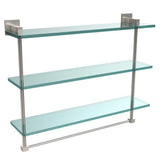 Montero 16 in. L  x 18 in. H  x 6-1/4 in. W 3-Tier Clear Glass Bathroom Shelf with Towel Bar in Satin Chrome - Super Arbor