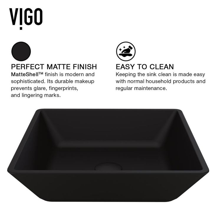 VIGO Black Roma Rectangular MatteShell Glass Bathroom Vessel Sink