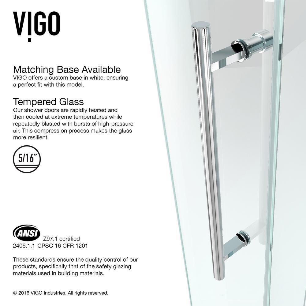 Sanibel 43.625 in. x 79.5 in. Frameless Bypass Shower Enclosure in Chrome and Left Base - Super Arbor