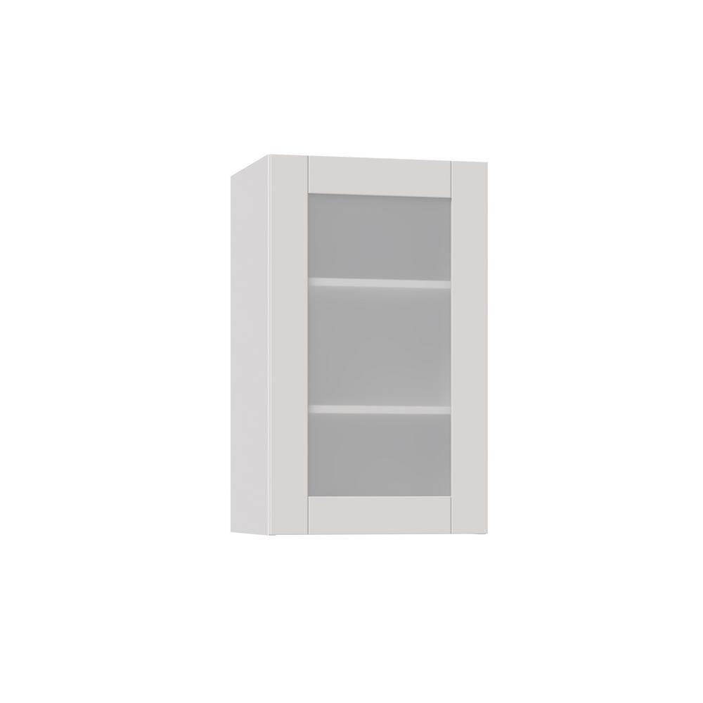 Shaker Assembled 30x40x14 in. Wall Cabinet with Frosted Glass Doors in Vanilla White - Super Arbor