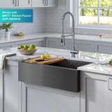 Gunmetal 32.88 in. Stainless Steel 16-Gauge PVD Single Bowl Farmhouse Apron Workstation Kitchen Sink with Accessories
