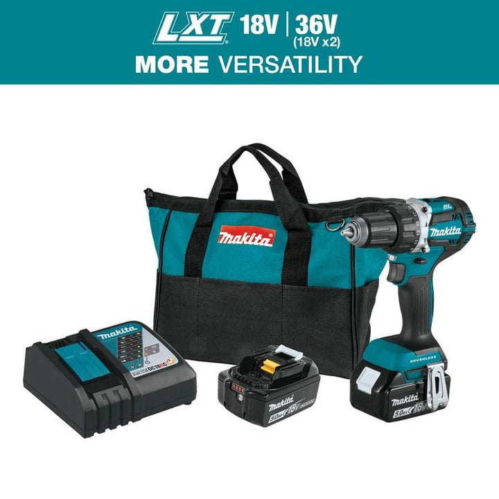 18-Volt LXT Lithium-Ion Compact Brushless Cordless 1/2 in. Driver-Drill Kit with Two 5.0 Ah Batteries, Charger Hard Case