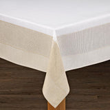 Bohemia 60 in. x 84 in. White/Natural 100% Polyester Tablecloth