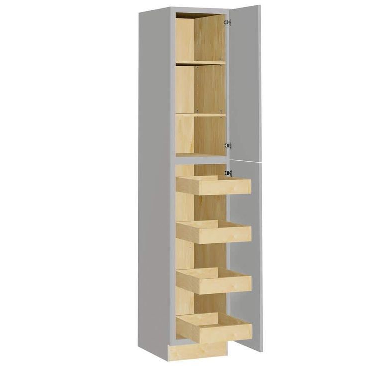 Home Decorators Collection Grayson 18 in. W x 24 in. D x 96 in. H Assembled Plywood Pantry Kitchen Cabinet in Pearl Gray with 4ROT Soft Close RH