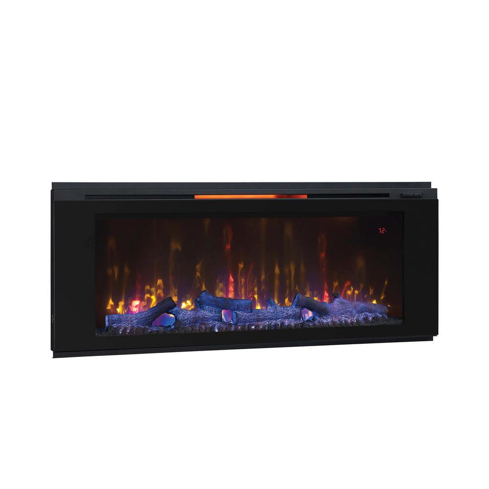 Helen 48 in. Wall-Mount Electric Fireplace in Black - Super Arbor