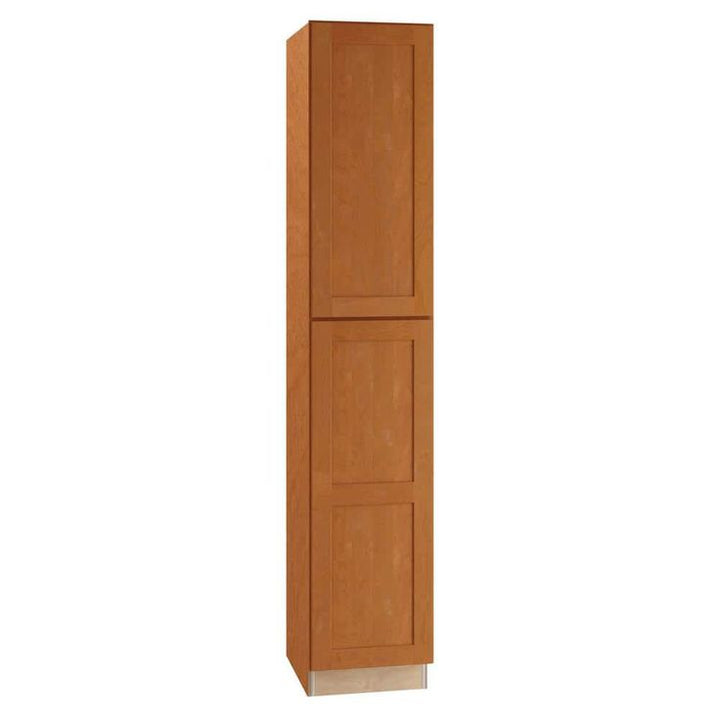 Home Decorators Collection Newport 18 in. W x 24 in. D x 96 in. H Assembled Plywood Pantry Kitchen Cabinet in Cinnamon with Soft Close LH