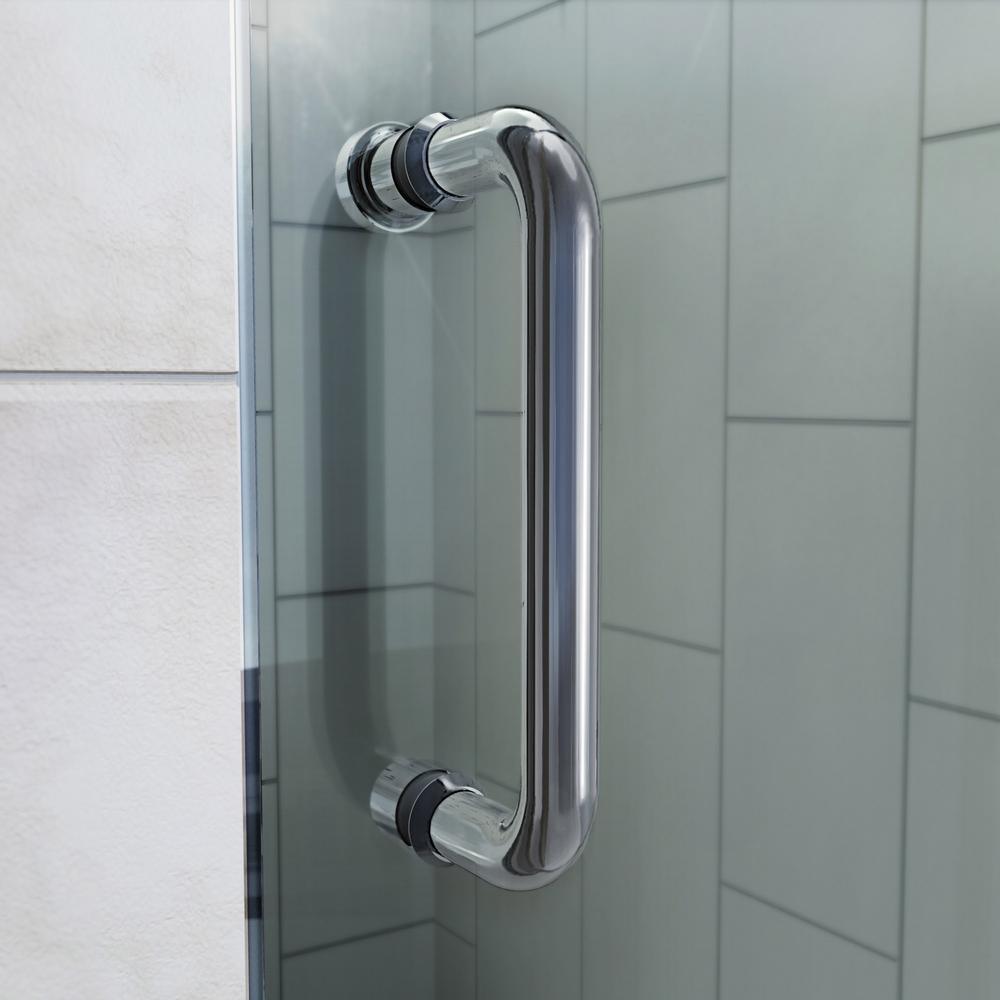 Flex 32 in. x 32 in. x 76.75 in. Pivot Shower Kit Door in Brushed Nickel with Center Drain White Base and Back Walls Kit - Super Arbor