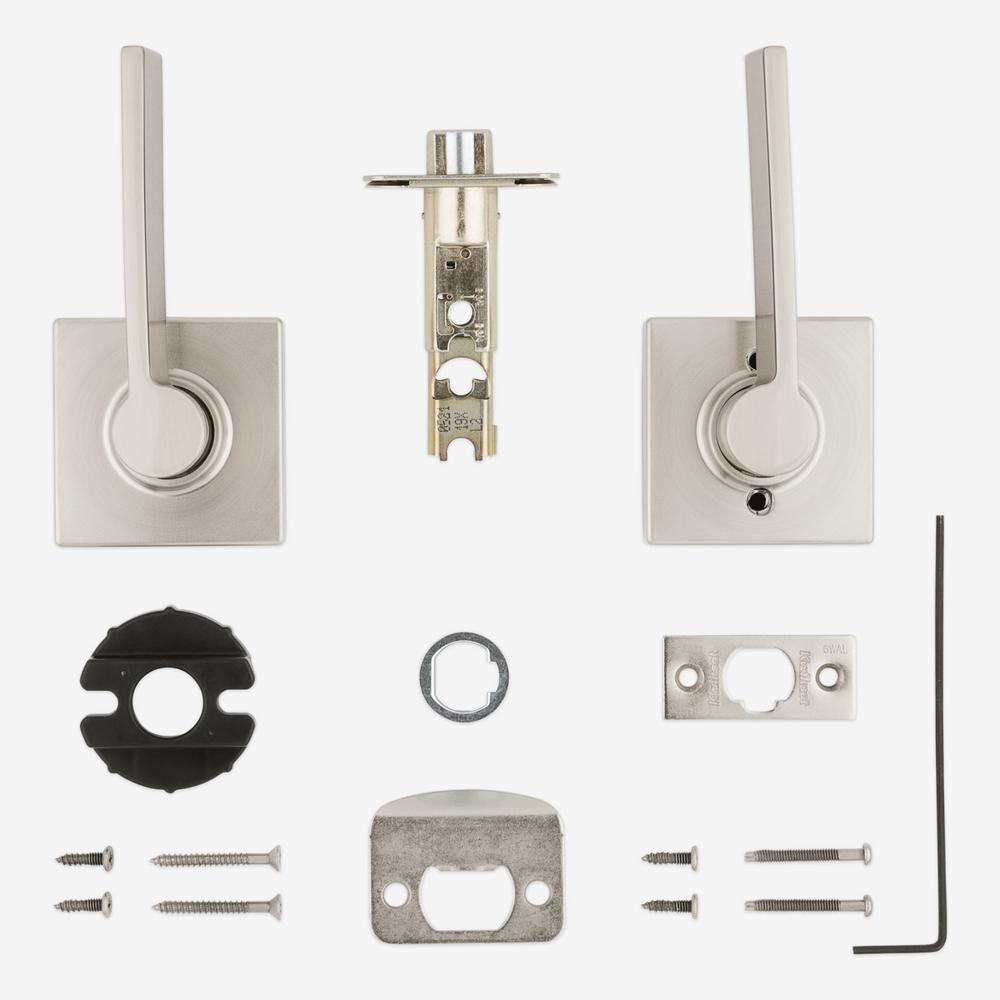 Ladera Satin Nickel Hall and Closet Door Lever with Square Trim Featuring Microban Antimicrobial Technology - Super Arbor