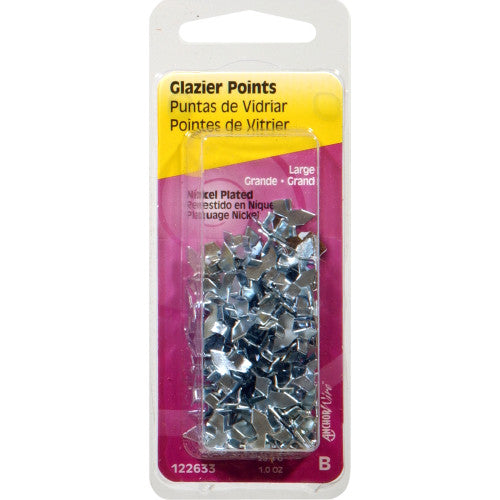 Hillman AnchorWire Glazier Points, Large, Nickel-Plated, 1 oz (Approx. 50-Pack)