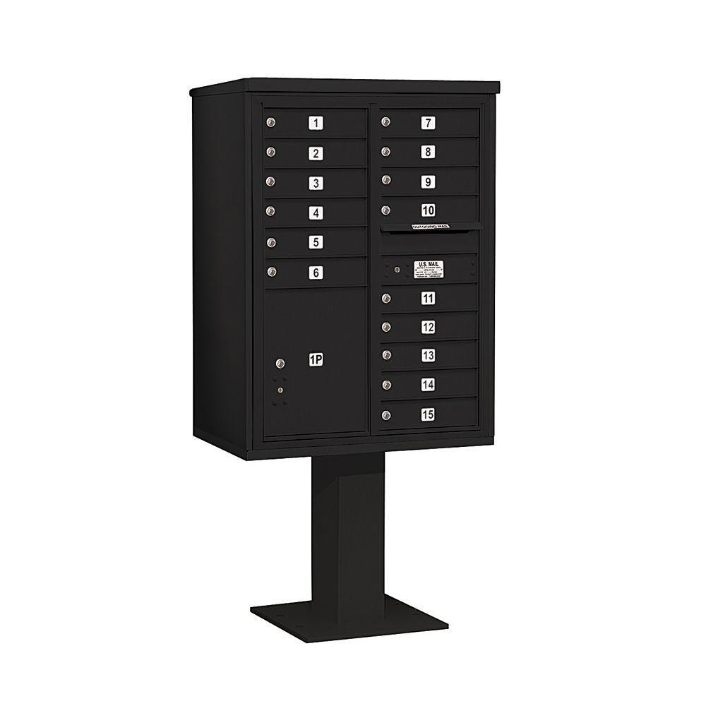 3400 Series Black Mount 4C Pedestal Mailbox with 20 MB1 Doors/2 PL - Super Arbor