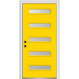 36 in. x 80 in. Davina Right-Hand Inswing 5-Lite Frosted Glass Painted Steel Prehung Front Door on 4-9/16 in. Frame - Super Arbor
