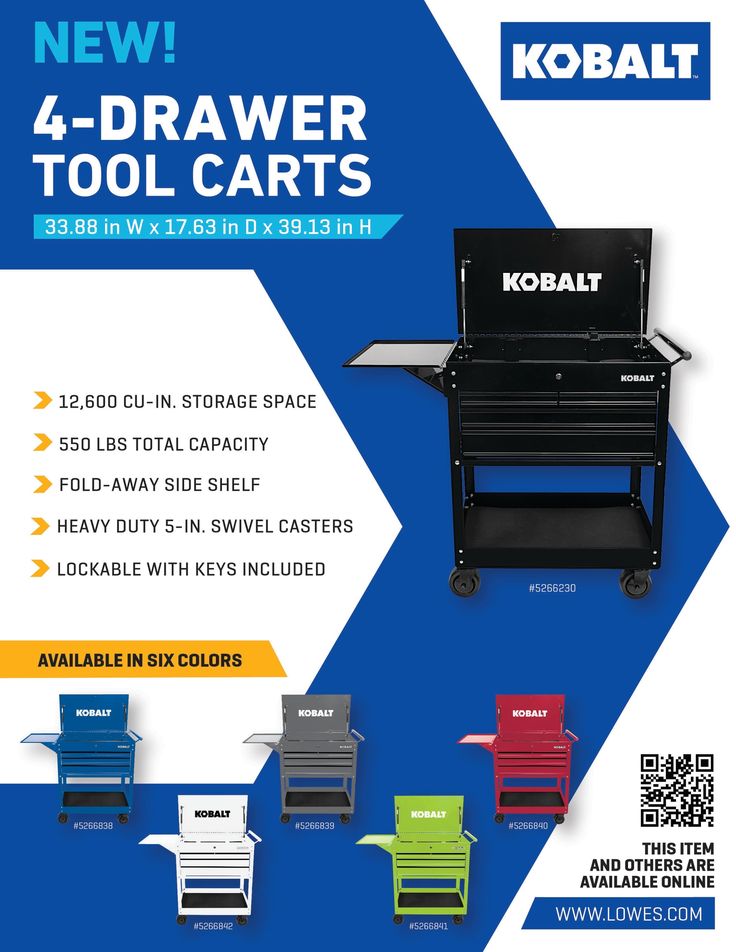 Kobalt 35-in W x 37.5-in H 4-Drawer Steel Rolling Tool Cabinet (Black)