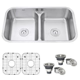 Undermount Stainless Steel 30 in. 50/50 Low Divide Double Bowl 16-Gauge Kitchen Sink - Super Arbor