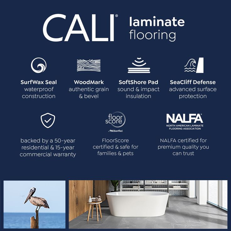 CALI Shorebreak Marin Marble 12-mm T x 11-13/16-in W x 23-5/8-in L Waterproof Tile Look Laminate Flooring (15.5-sq ft / Carton)