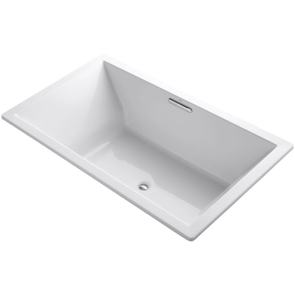 Underscore 6 ft. Rectangular Drop-in Center Drain Soaking Tub in White - Super Arbor