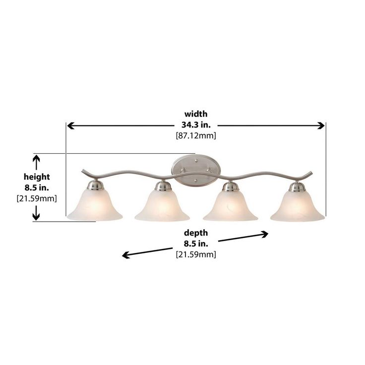 Andenne 4-Light Brushed Nickel Bath Vanity Light with Bell Shaped Marbleized Glass Shades