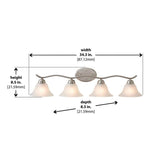 Andenne 4-Light Brushed Nickel Bath Vanity Light with Bell Shaped Marbleized Glass Shades