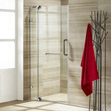 Pirouette 36 to 42 in. x 72 in. Frameless Pivot Shower Door in Brushed Nickel with Clear Glass and Handle - Super Arbor