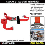 16 ft. x 2 in. Logistic Ratchet E-Strap with Hook and Loop Storage Fastener in Red - Super Arbor