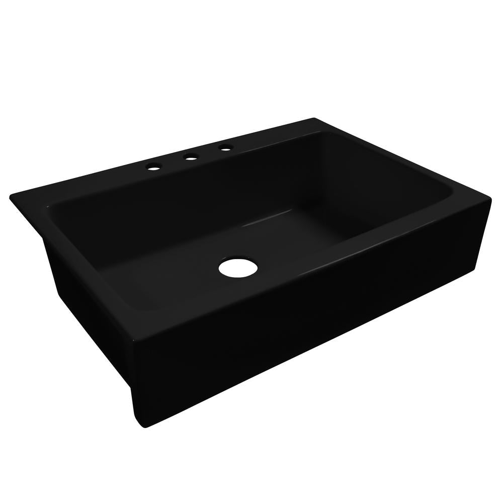 Josephine Quick-Fit Drop-in Farmhouse Fireclay 33.85 in. 3-Hole Single Bowl Kitchen Sink in Crisp White - Super Arbor