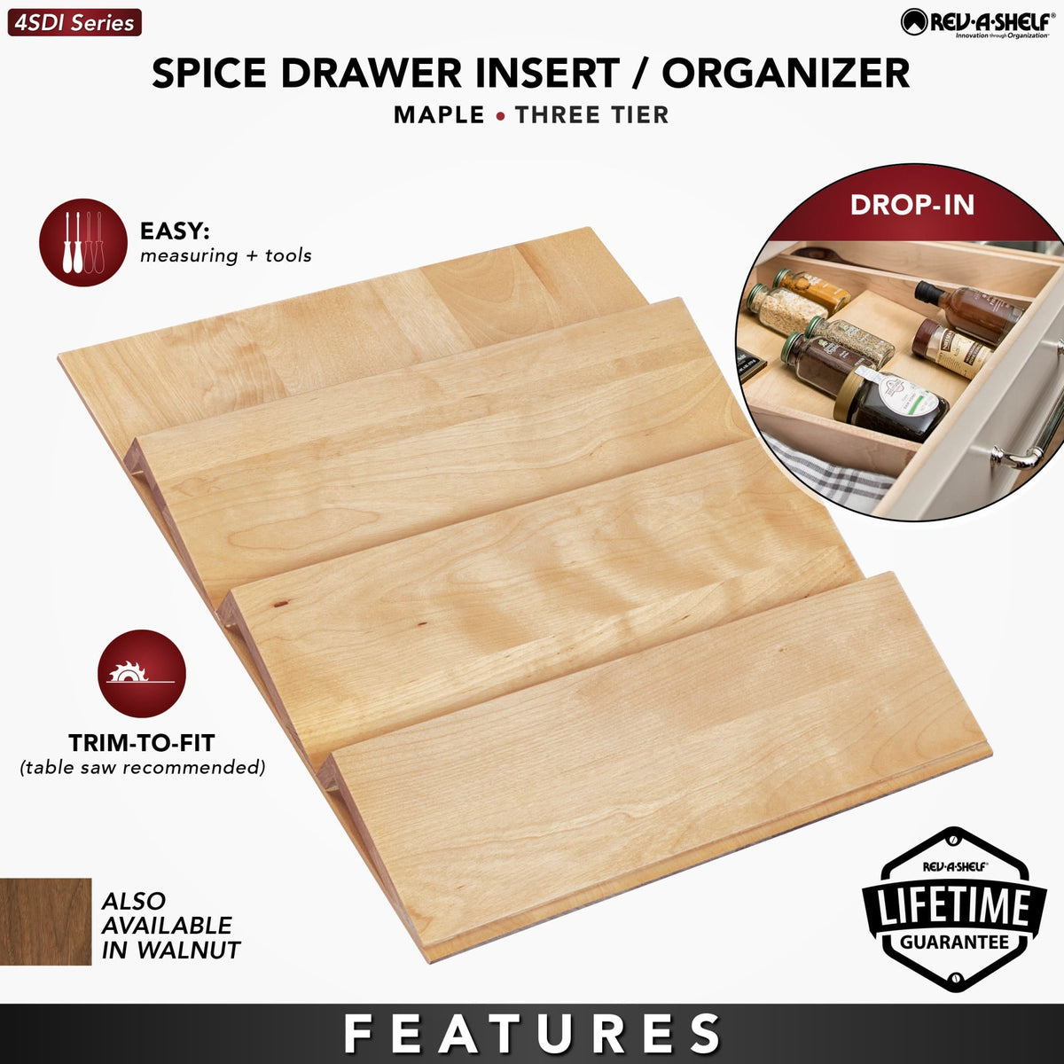 Rev-A-Shelf 19.75 in. x 16 in. Wood Multi-Use Insert Drawer Organizer