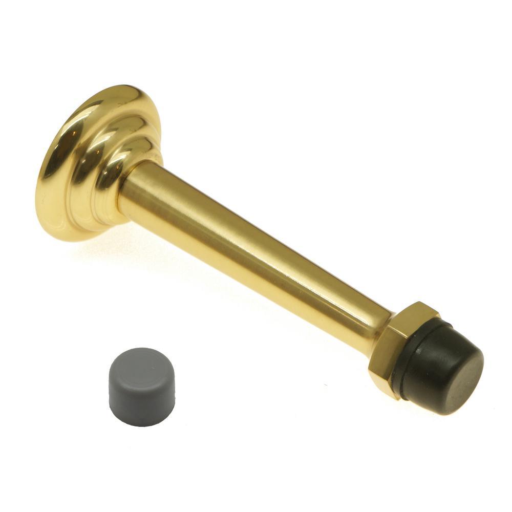 3-3/4 in. Solid Brass Fancy 3-Ring Base Door Stop in Matte Black - Super Arbor
