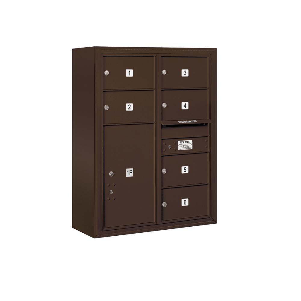 3800 Horizontal Series 6-Compartment with 1-Parcel Locker Surface Mount Mailbox - Super Arbor