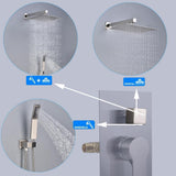 1-Spray Patterns with 2.66 GPM 10 in. Wall Mount Dual Shower Heads with Rough-In Valve Body and Trim in Brushed Nickel - Super Arbor