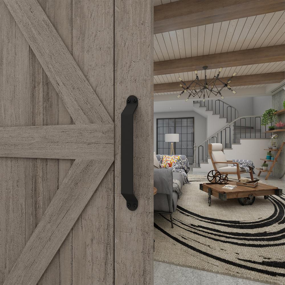 37 in. x 84 in. Artisan Grey Vinyl Finish Sliding Barn Door with Black Hardware Kit - Super Arbor