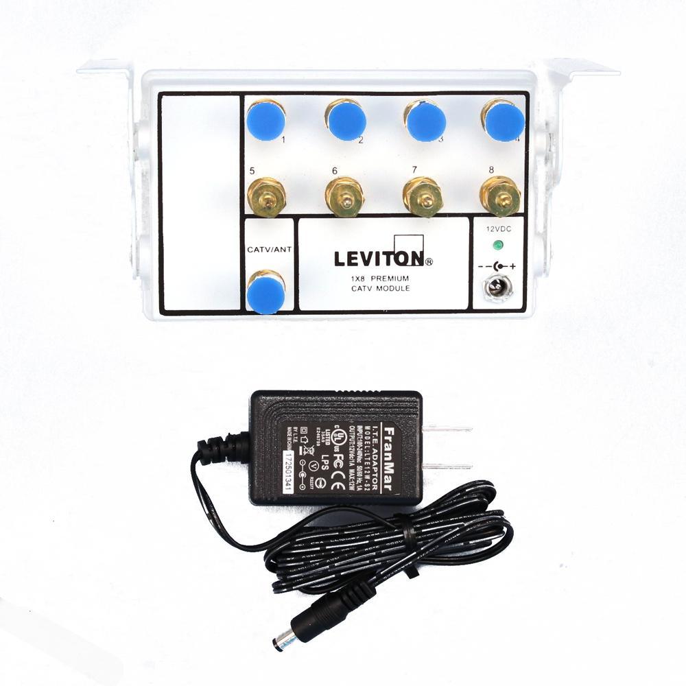 Structured Media Center Premium 1x8 (6-Way) Active Video Amplified Splitter Module - White - Super Arbor